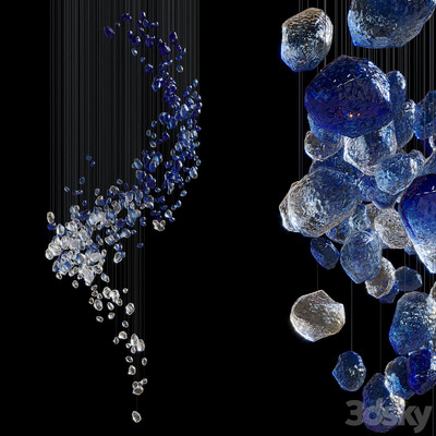 Vargov® Design Asteroid空心玻璃石垂坠吊灯3D模型（FBX,MAX）