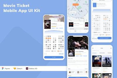 电影票手机应用App UI Kit (SKETCH,FIG,XD)