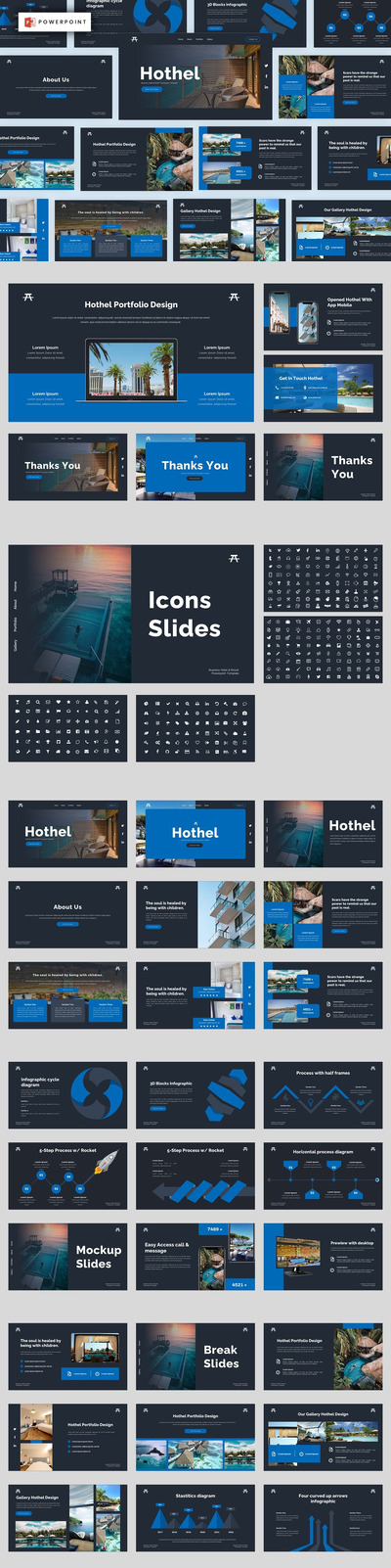 酒店及度假村ppt模板 (PPT,PPTX)