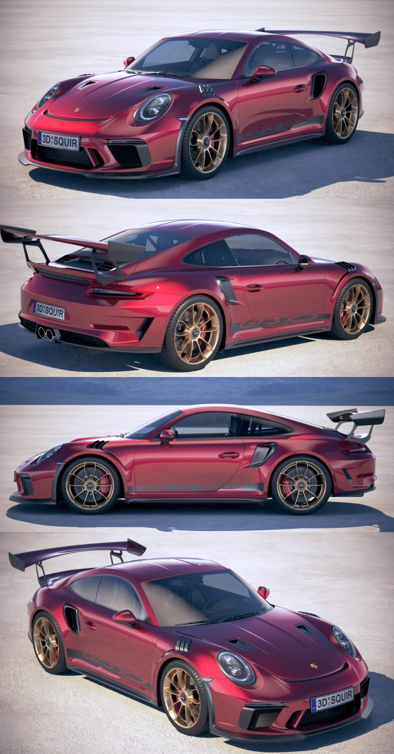 2019款保时捷Porsche 911 GT3 RS跑车3D模型（OBJ,FBX,MAX）