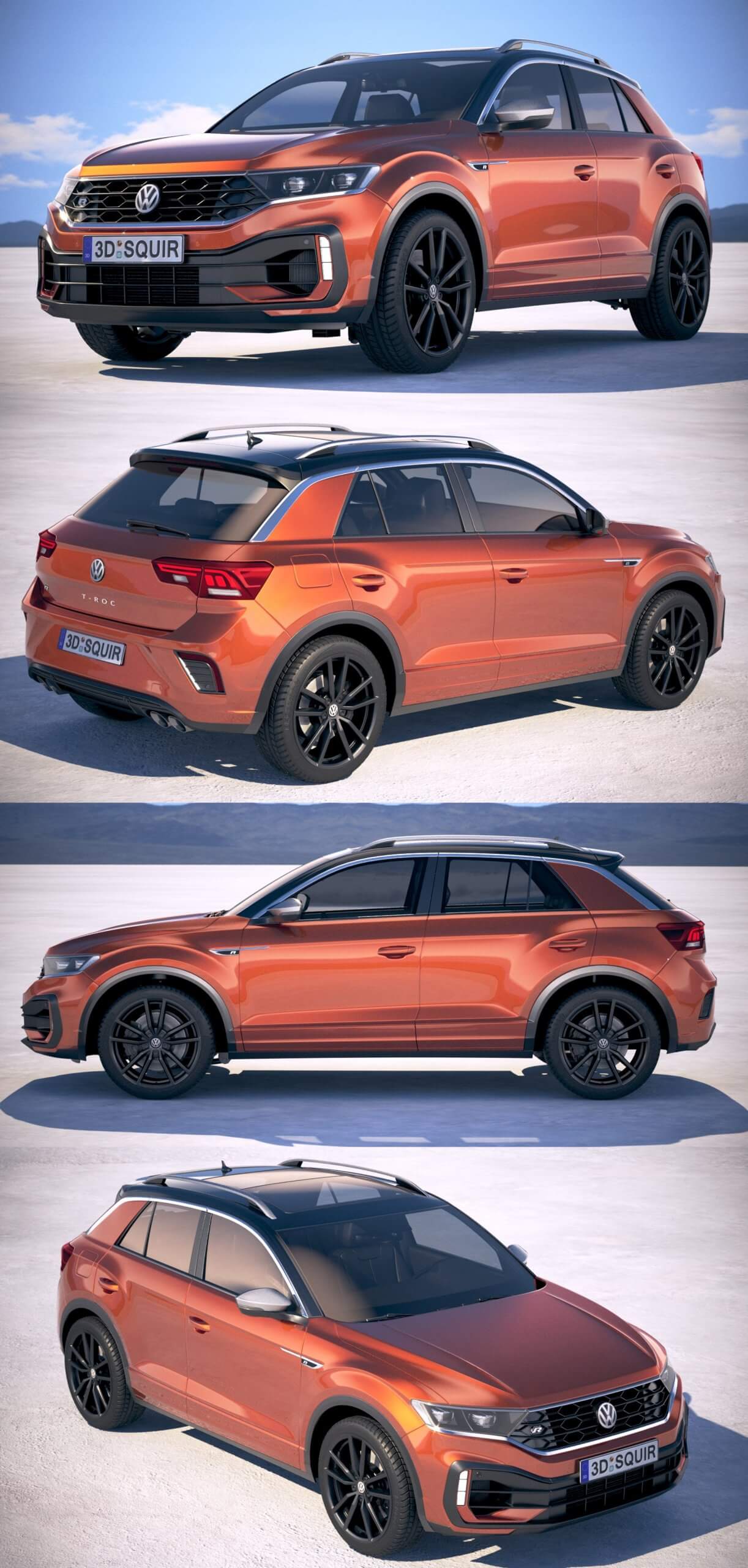 2020款大众Volkswagen T-Roc R SUV汽车3D模型（OBJ,FBX,MAX）