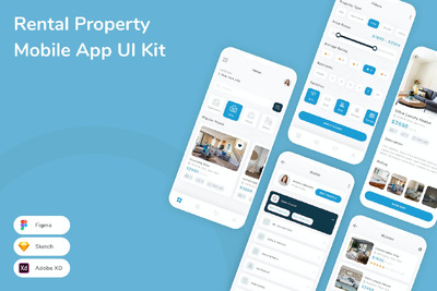 租赁物业移动应用App UI Kit (SKETCH,FIG,XD)