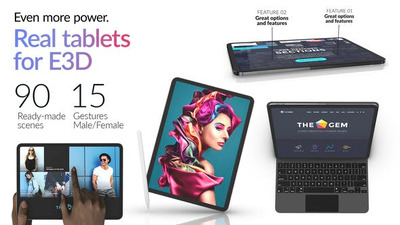 适用于Element 3D的逼真平板电脑样机视频AE模板 (AEP)