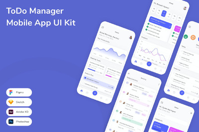 工作列表移动应用App UI Kit (FIG,PSD,SKETCH,XD)
