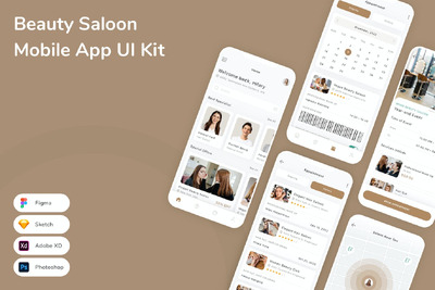 美容院移动应用App UI Kit (FIG,PSD,SKETCH,XD)