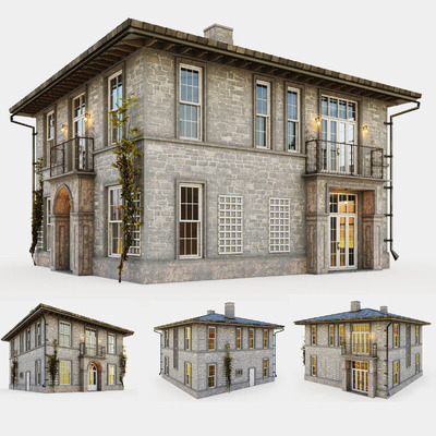 普罗旺斯风格的复古房屋住宅3D模型（OBJ,MAX）