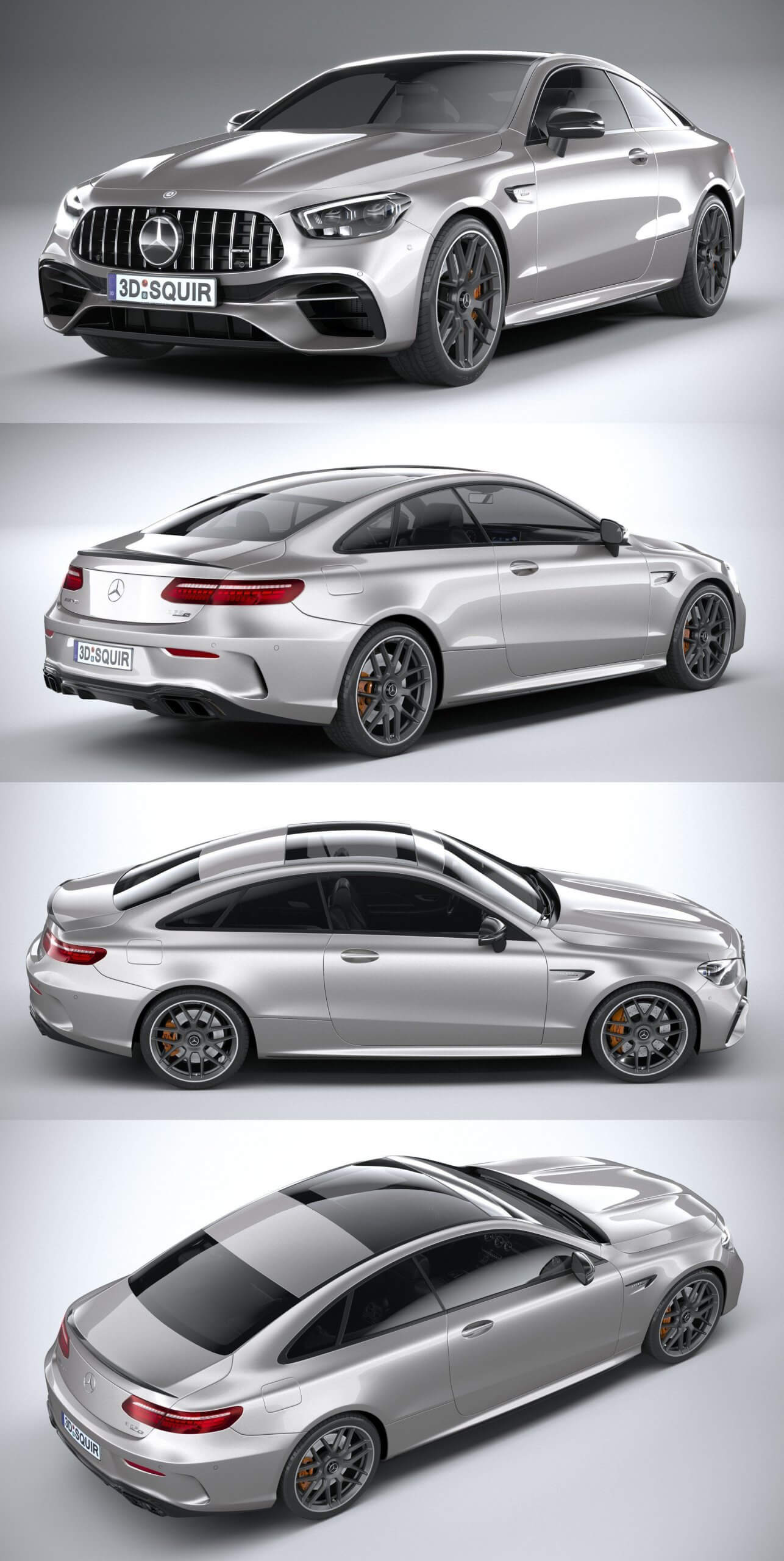 2021款奔驰Mercedes-Benz E63 Coupe AMG汽车3D模型（OBJ,FBX,MAX）