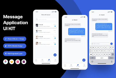 消息移动应用APP UI KIT (FIG,SKETCH,XD)