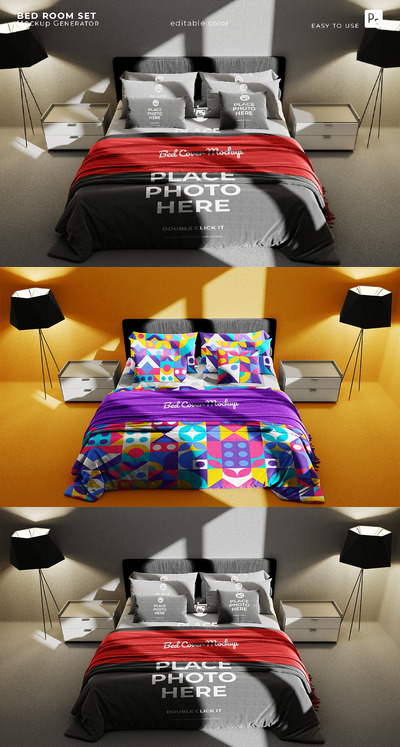 卧室套装实物样机 (PSD)
