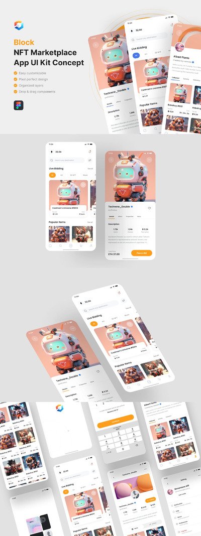 区块链-NFT市场应用APP UI KIT (FIG)