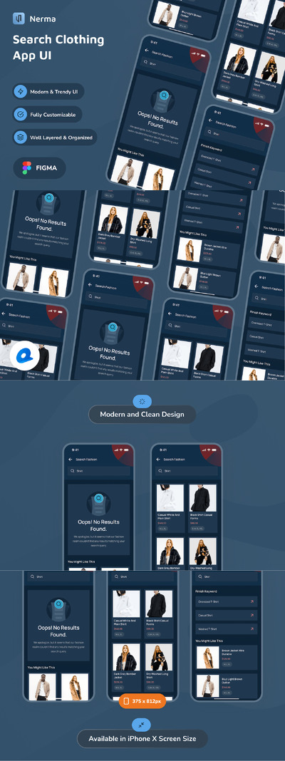 电商服装深色模式应用APP UI KIT (FIG)