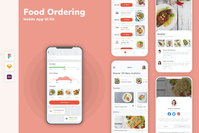 订餐手机应用APP UI KIT (SKETCH,FIG,XD)
