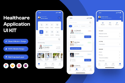 医疗保健移动应用APP UI KIT (FIG,SKETCH,XD)