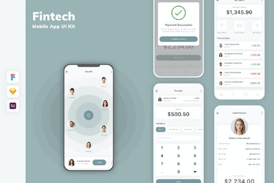 金融科技移动应用APP UI KIT (SKETCH,FIG,XD)