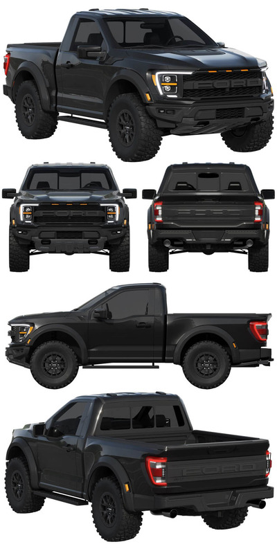 2022款福特Ford F-150 Raptor Regular cab皮卡车3D模型（OBJ,FBX,MAX）