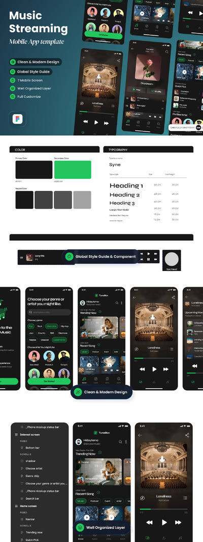 音乐流媒体应用App UI Kit (FIG)