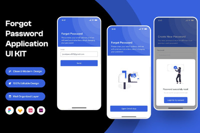 忘记密码手机应用App UI Kit (FIG,SKETCH,XD)