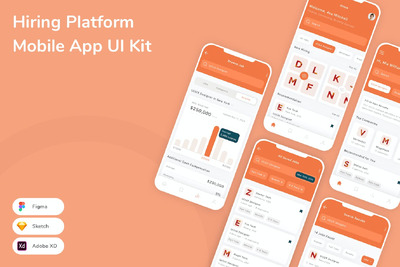 招聘平台移动应用App UI Kit (SKETCH,FIG,XD)