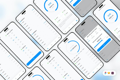 取水提醒手机应用App UI Kit (SKETCH,FIG,XD)