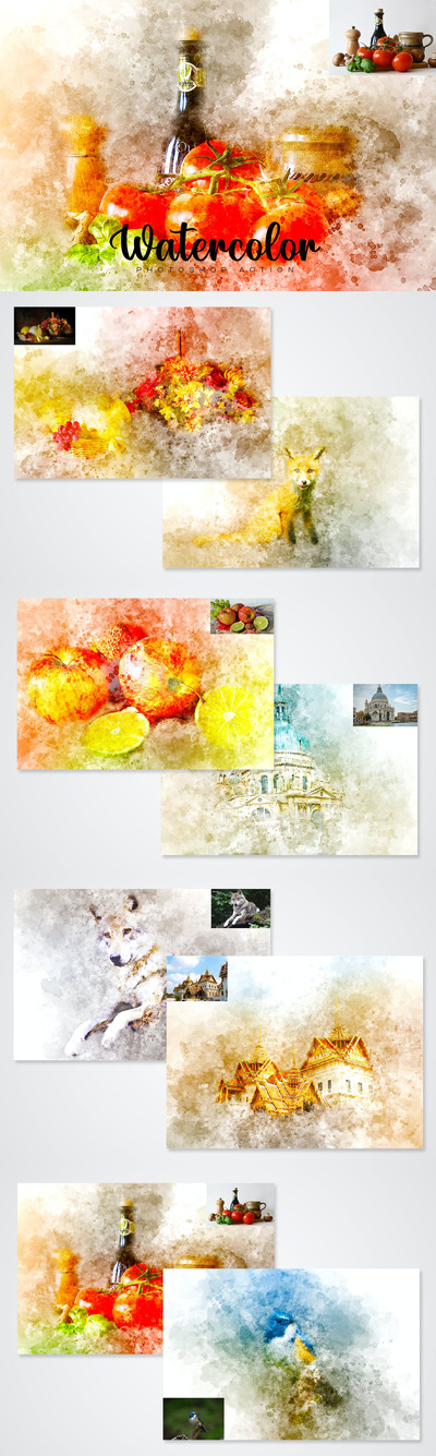 水彩Photoshop动作 (ABR,ATN,PAT)