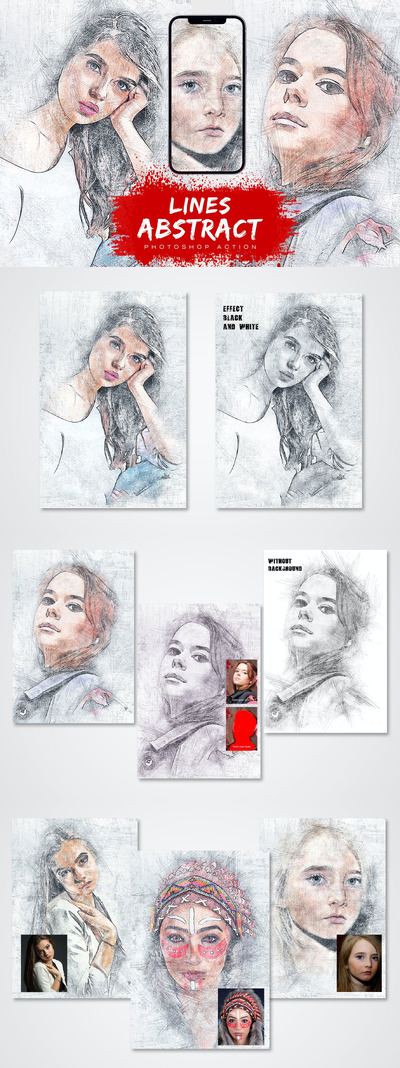 抽象线条Photoshop操作 (ABR,ATN,PAT)