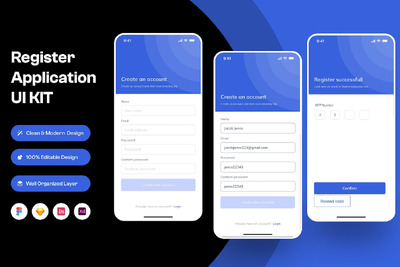 注册移动应用App UI Kit (FIG,SKETCH,XD)