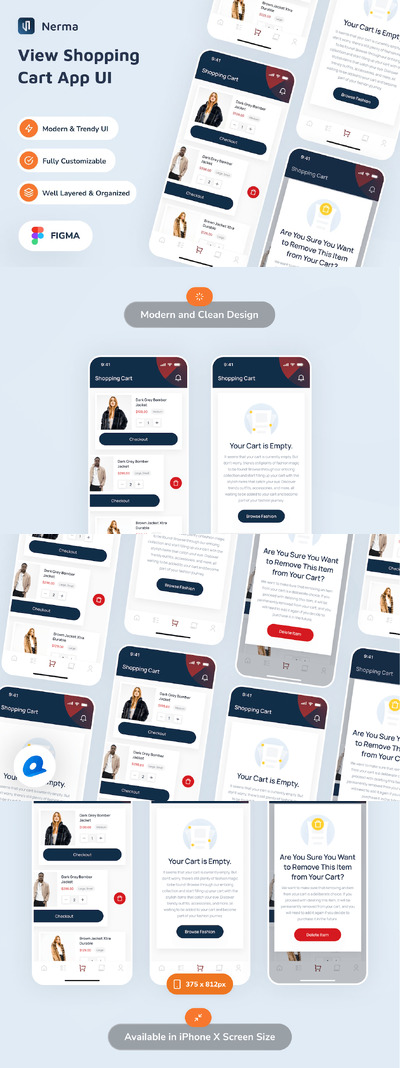 查看购物车应用App UI Kit (FIG)