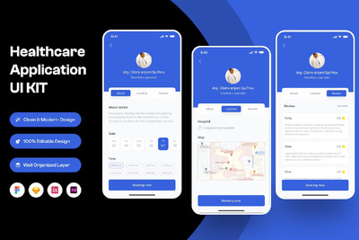 医疗保健移动应用App UI Kit (FIG,SKETCH,XD)