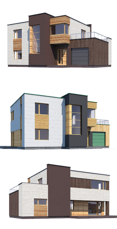 现代双层房屋住宅 建筑3D模型（FBX,MAX）