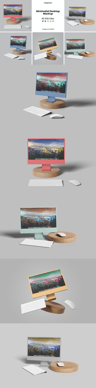 极简主义桌面Mac电脑模型样机 (PSD)