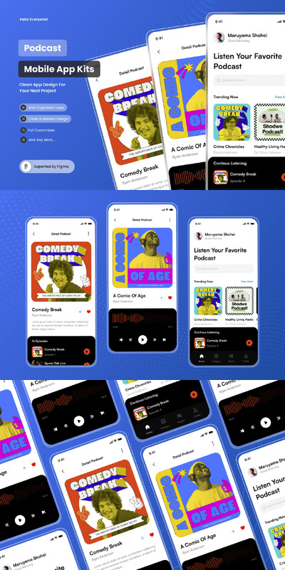 播客-移动应用App UI Kit