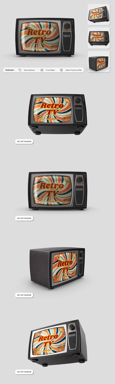 复古电视实物模型样机 (PSD)