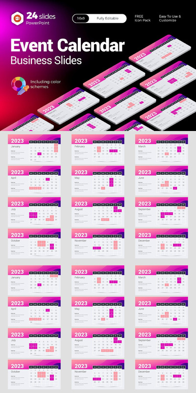 活动日历业务活动PPT模板 (PPTX)