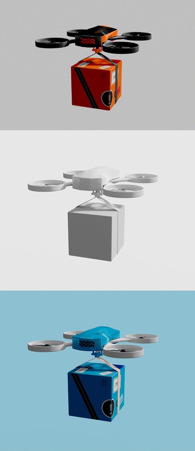 送货无人机外卖食品品牌样机 (PSD)