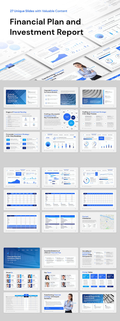 财务计划和投资报告PPT模板 (PPTX,PDF)