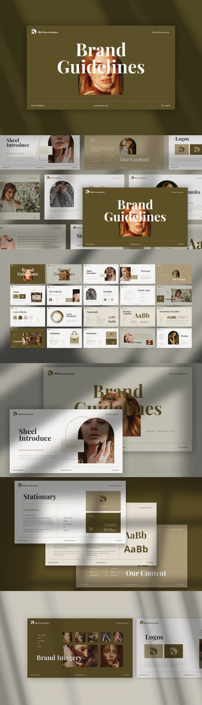 品牌指南极简主义PPT模板 (PPTX,PPT)