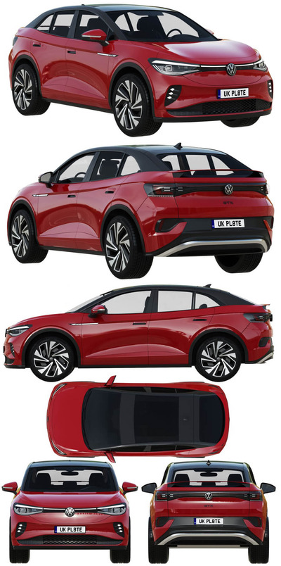 2022款大众Volkswagen ID5 GTX汽车3D模型（OBJ,MAX）