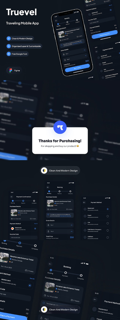 暗模式预订流程APP UI KIT (FIG)