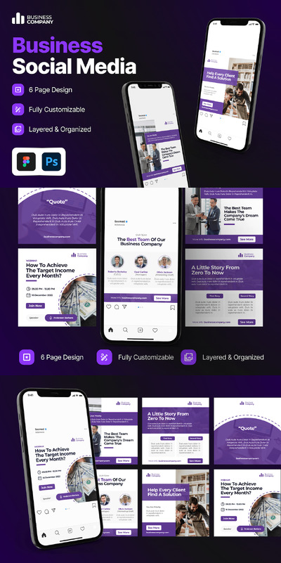 企业Instagram帖子模板APP UI KIT (FIG,PSD)