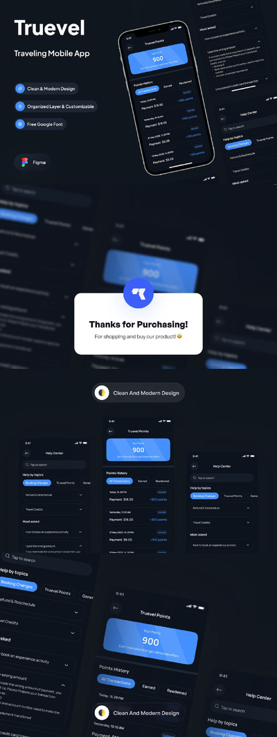 黑暗模式版本我的积分页面APP UI KIT (FIG)