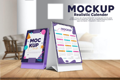 日历设计展示实物模型样机 (JPG,PDF,PSD)