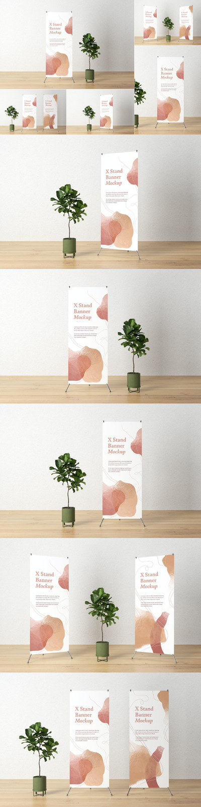 X展架横幅实物模型广告展示样机 (PSD)