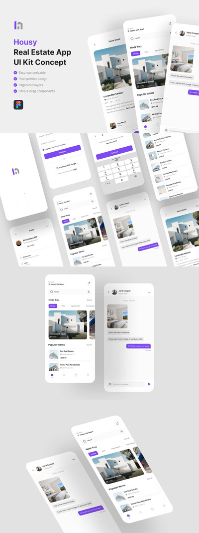 Housy-房地产应用App UI Kit (FIG)