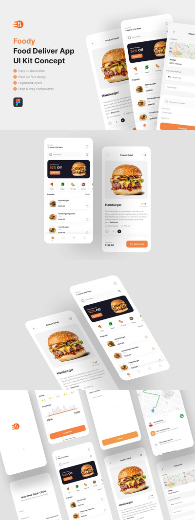 Foody-送餐应用App UI Kit (FIG)