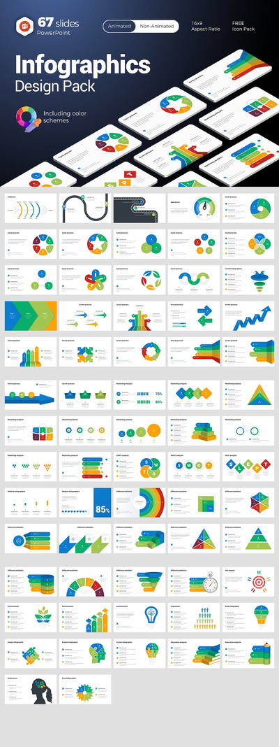 数据图表展示创意包PPT模版 (PPTX)