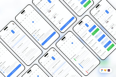 计划日历移动应用App UI Kit (SKETCH,FIG,XD)