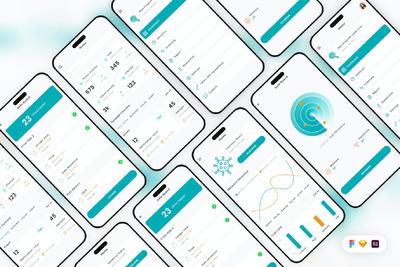 防病毒和恶意软件扫描程序移动应用App UI Kit (SKETCH,FIG,XD)