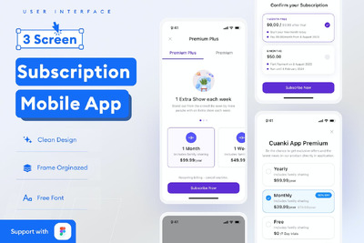 订阅计划移动应用App UI Kit (FIG)