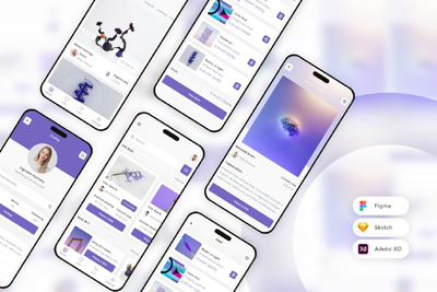 NFT拍卖手机应用App UI Kit (SKETCH,FIG,XD)