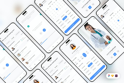 在线治疗移动应用App UI Kit (SKETCH,FIG,XD)